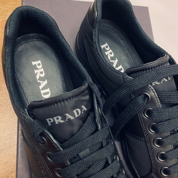 Prada Men's Nylon Leather Sneaker, Black 4E2845 - Picture 3 of 12
